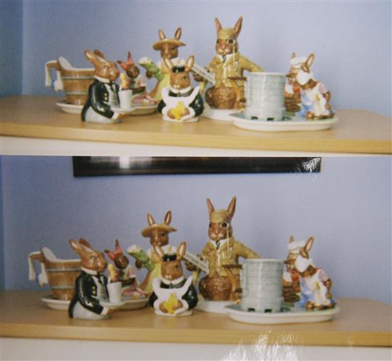 A collection of Royal Doulton Bunnykins teawares and two Royal Albert sets